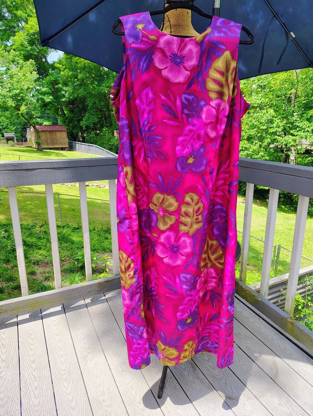 Bright Fuchsia Floral Sleeveless Maxi Dress